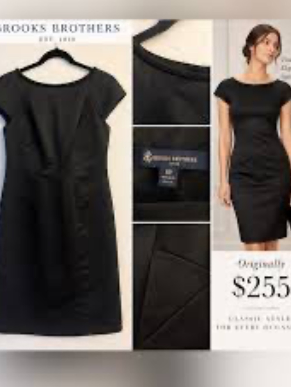 Brook Brothers Designer Quiet Luxury Satin Black Dress Size 4